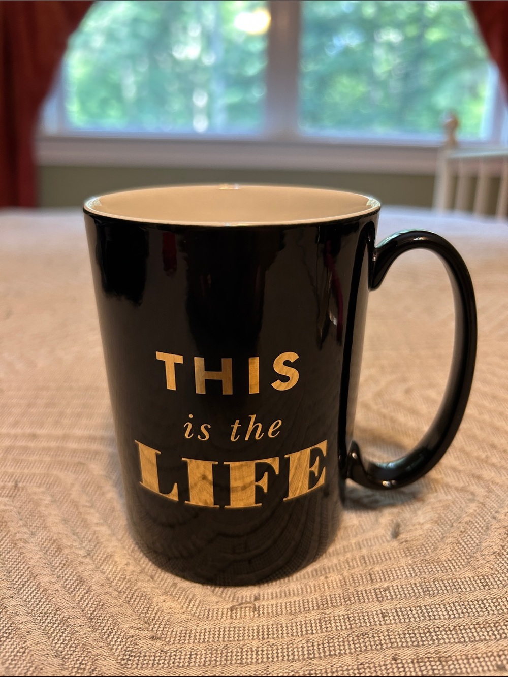 kate spade Black Ceramic Mug with Gold Foil 'This is the Life'